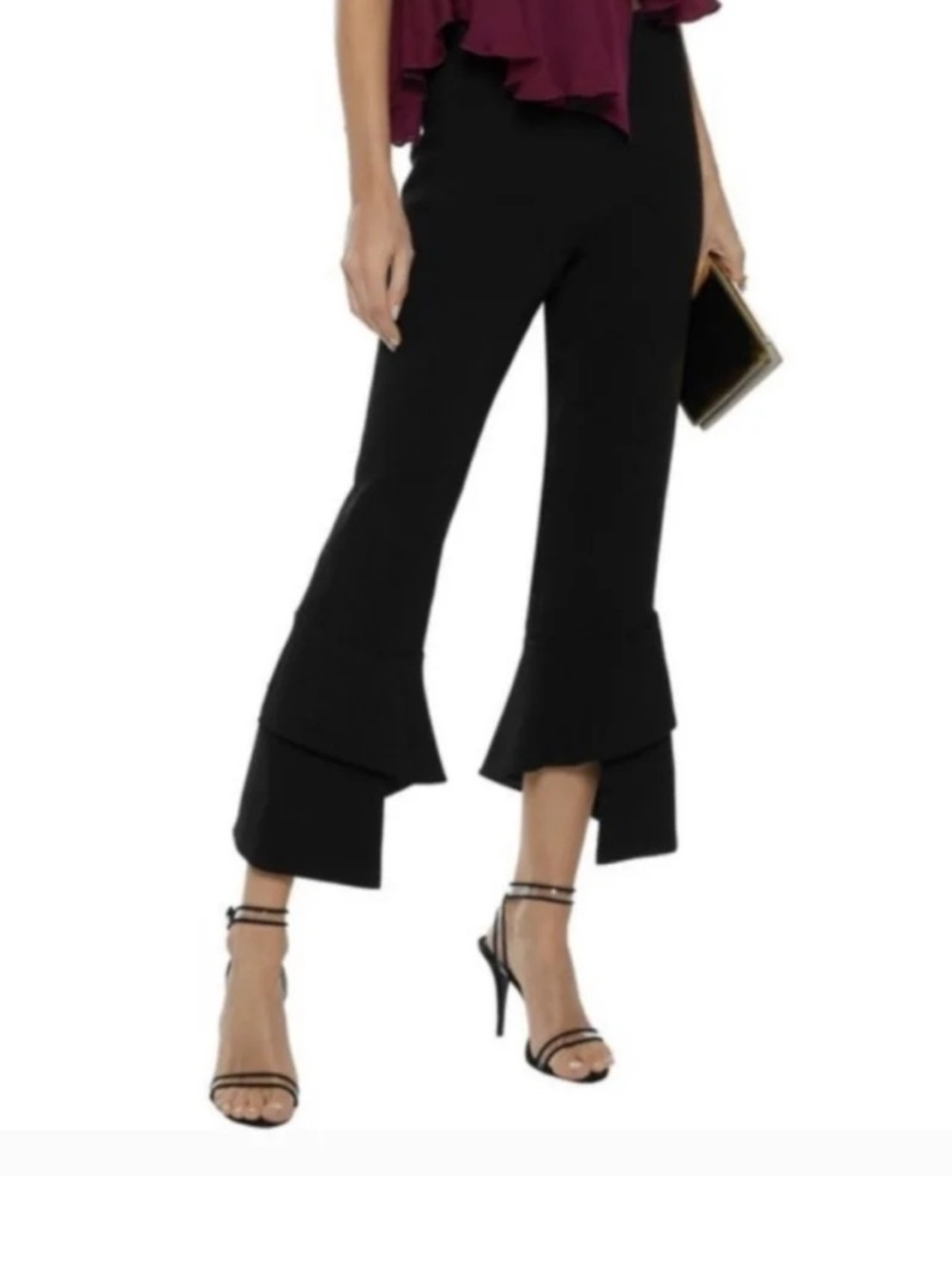 NICOLAS Spiral Flare Ruffle Crop Pants 6